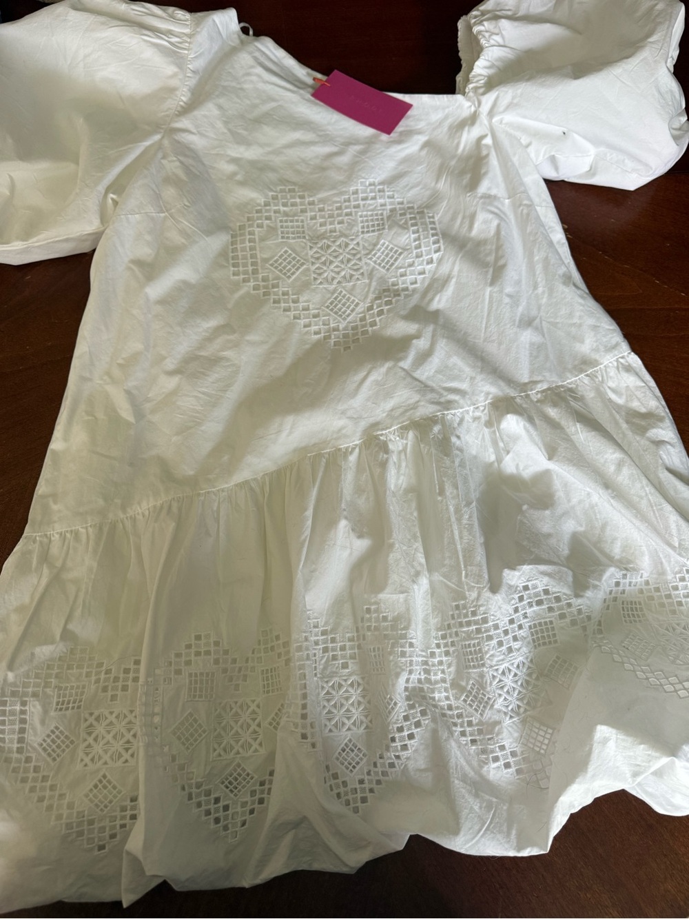 RHODE NWT White Eyelet Heart Tiered Dress